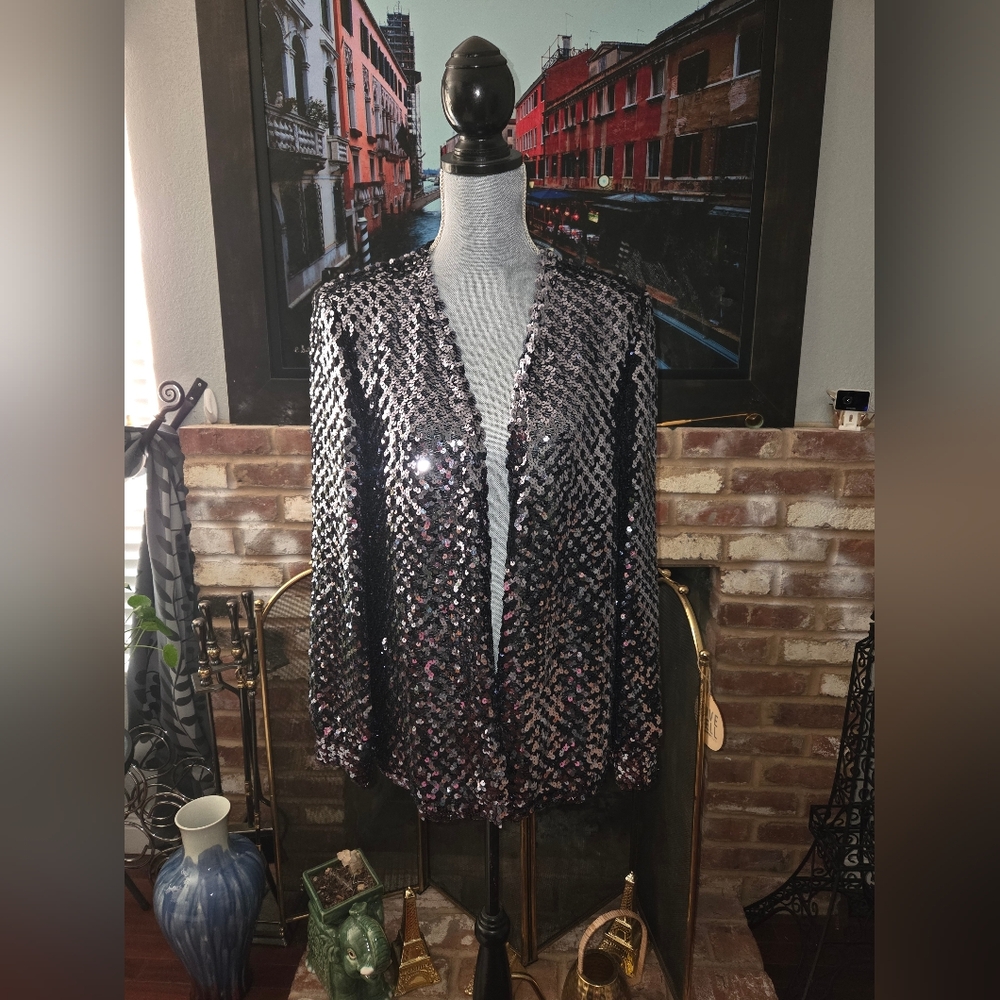 THREE FLAGGS Vintage Sequin Blazer Jacket